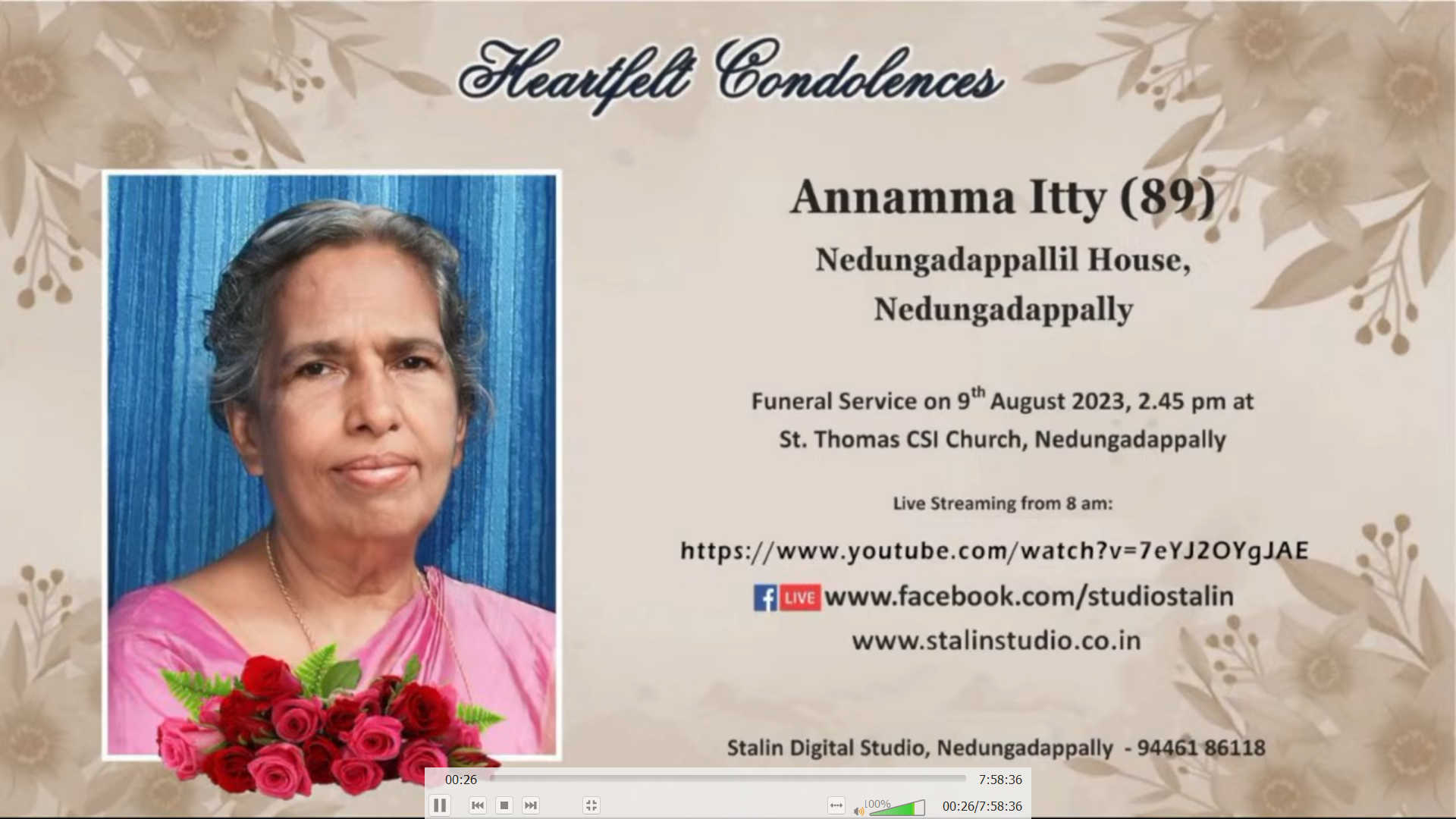 Funeral Service of Smt.Annamma Itty (Joyamma D/o NM Thomas Naithalloormannil)